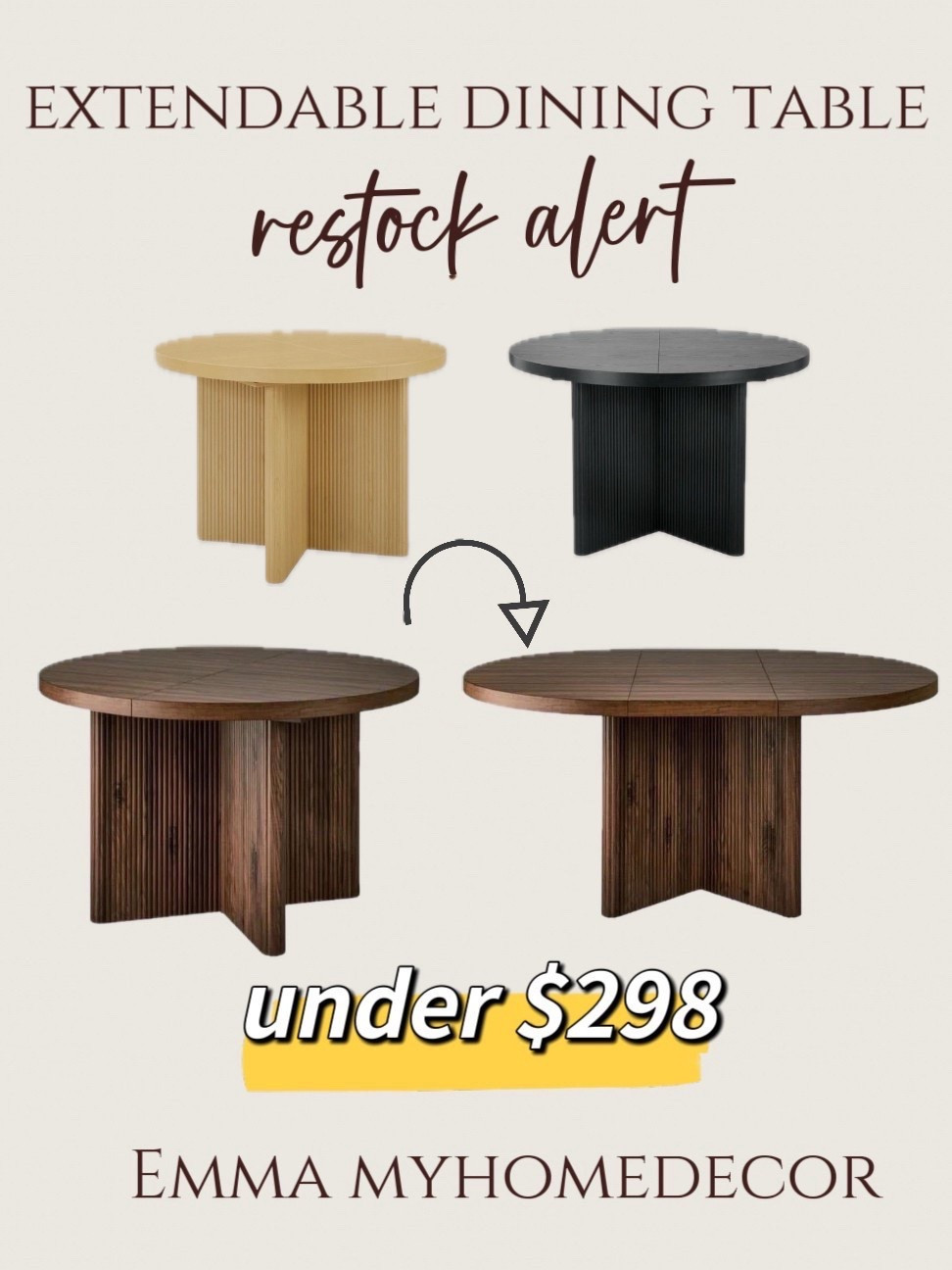 Restock Alert! This viral expandable dining table is back in stock today! It's available in 3 colors and can seat 4-6 people! It's free shipping and return in 90 days! Such an amazing deal! I've been waiting for over a year for the black and natural color to restock! Runnn before it's gone!


#LTKFindsUnder100 #LTKSaleAlert #LTKHome