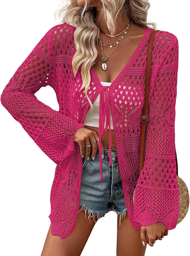 AI'MAGE Womens Kimono Beach Cover Up Crochet Swimsuit Coverups Summer Loose Knit Cardigans Causal... | Amazon (US)