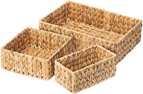Amazon.com: FairyHaus Wicker Baskets for Organizing 3Pack, Large and Small Wicker Storage Baskets... | Amazon (US)