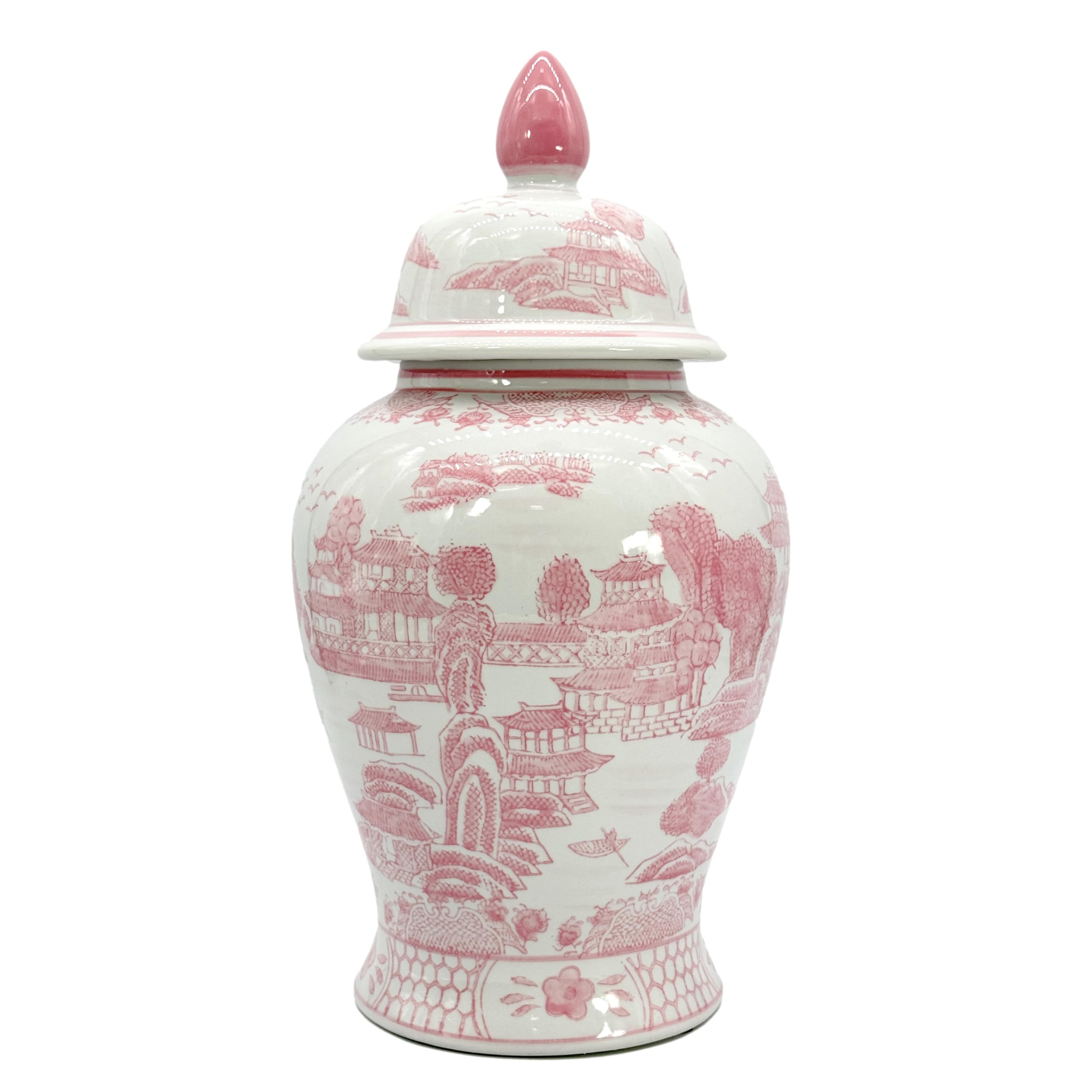 Galt International Pink Floral Chinoiserie Ceramic Temple Jar 18" w/Lid - Ginger Jar Home & Kitch... | Amazon (US)