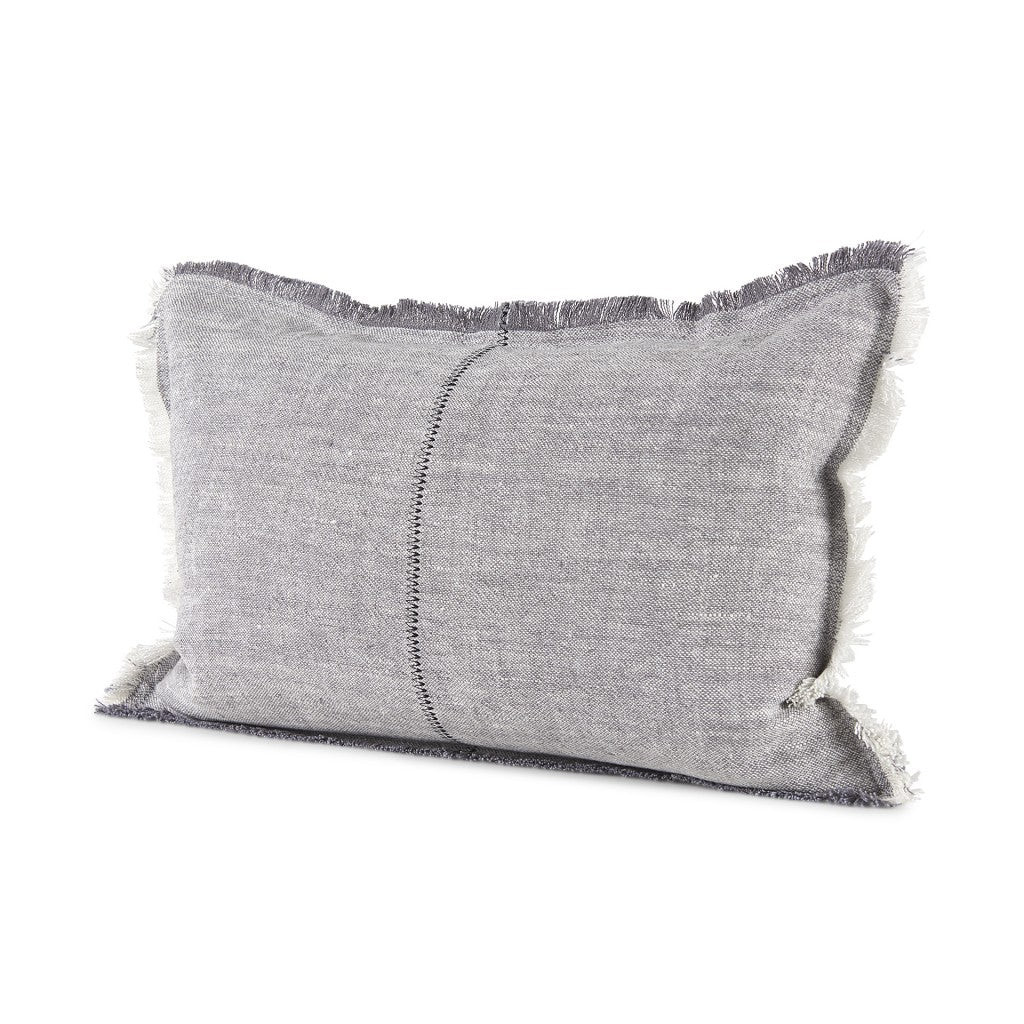 Light Gray Fringed Lumbar Throw Pillow Cover | Shop Simon