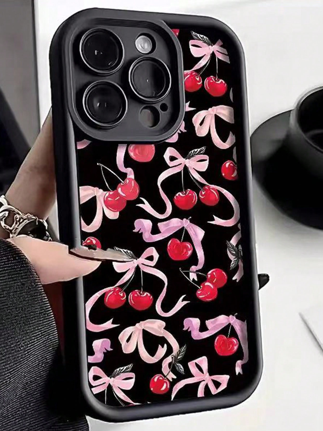 1pc Cherry Bow Pattern Full Coverage Lens Protection Shock-Resistant TPU Phone Case For IPhone 11... | SHEIN