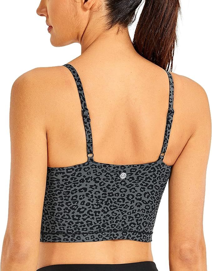 CRZ YOGA Women's Longline Yoga Bra Adjustable Straps Wirefree Padded Sports Bra Camisole Crop Tan... | Amazon (US)