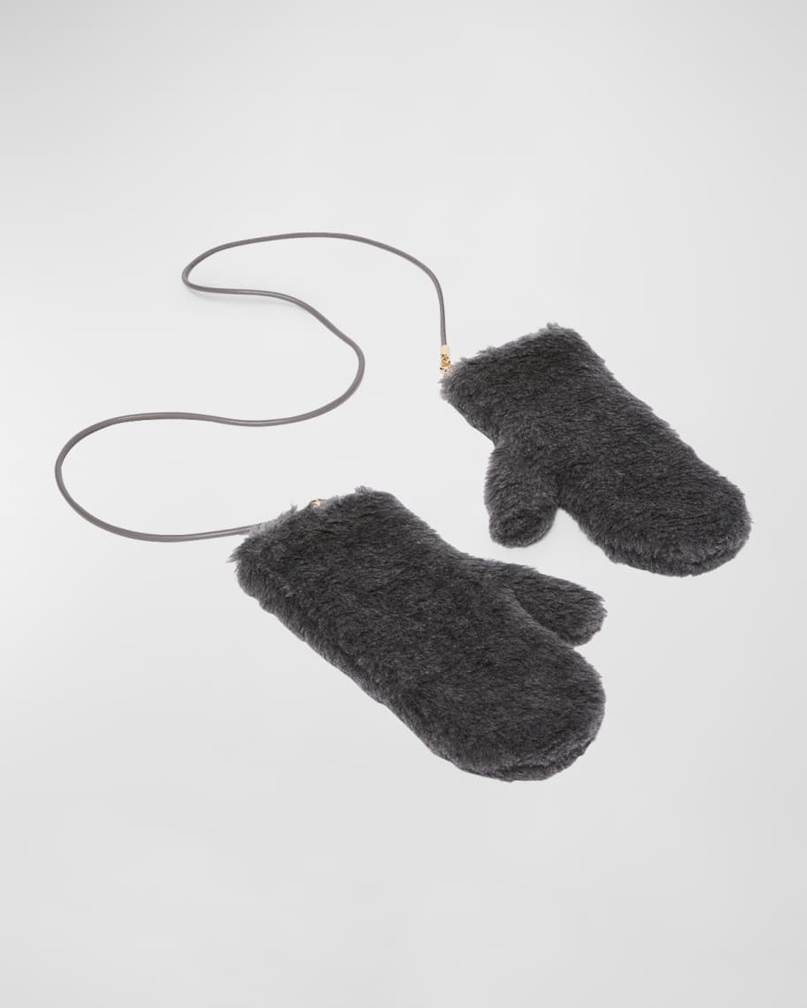 Max Mara Ombrato Teddy Mittens | Neiman Marcus