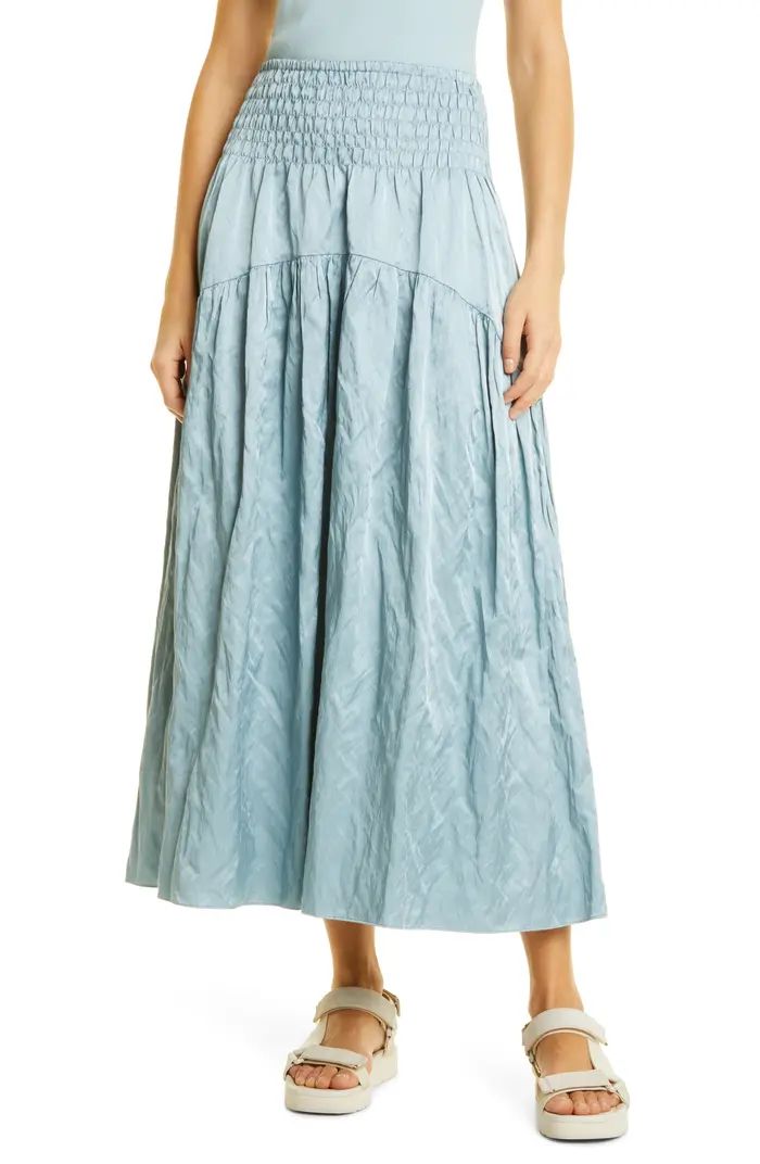 Metallic Smock Waist Tiered Cotton Blend Skirt | Nordstrom