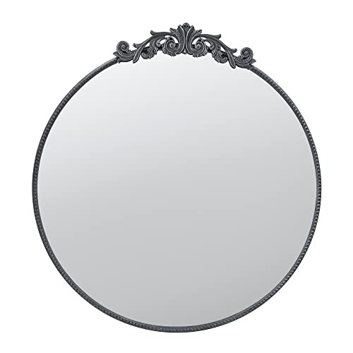 A&B Home Round Mirror, 36x39 Large Wall Mounted Mirrors with Circle Black Metal Frame for Bathroom Bedroom Living Room Entryway | Amazon (US)