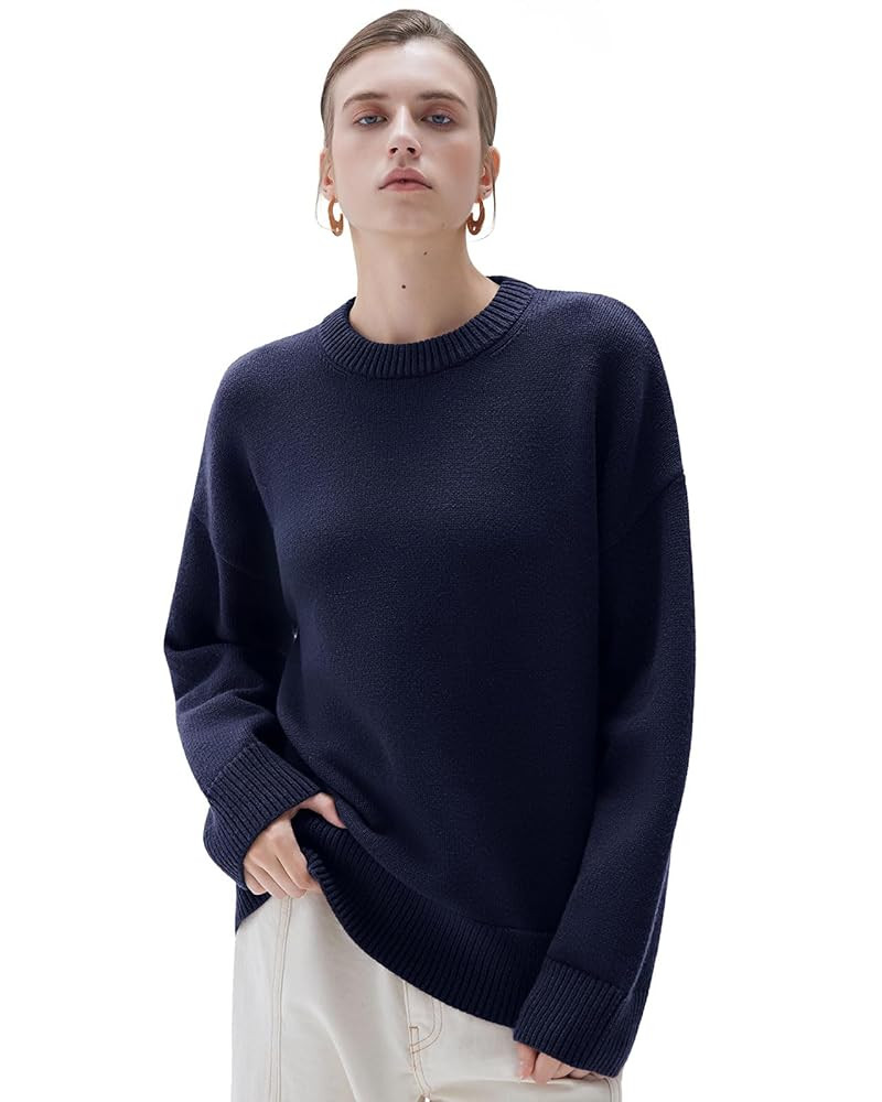 SUUKSESS Women Cashmere Oversized Long Sleeve Pullover Sweater Crew Neck Jumpers | Amazon (US)