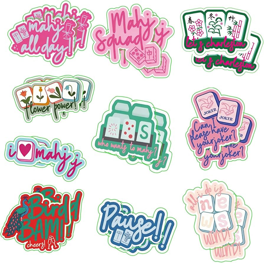 20 Pcs Funny Mahjong Stickers for Water Bottle, Scrapbook, Laptops, Phone Self-Adhesive Waterproo... | Amazon (US)