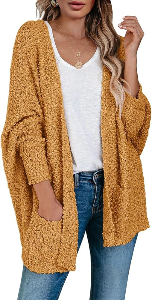 Saodimallsu Womens Chunky Popcorn Cardigan Oversized Cozy Long Sweaters | Amazon (US)
