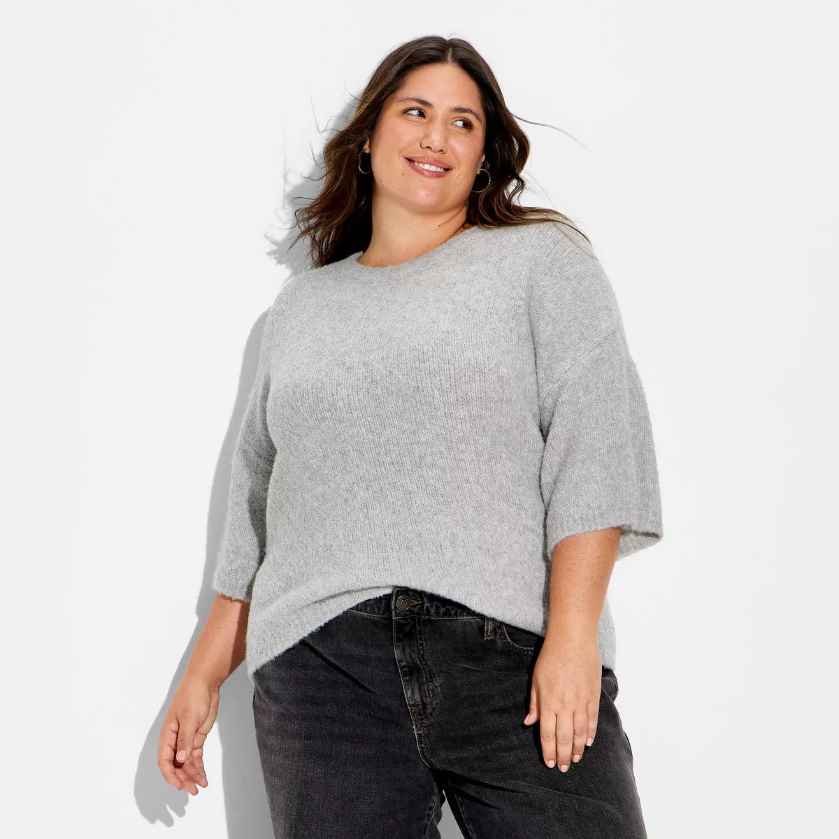 Women's Short Sleeve Crewneck Pullover Sweater - Wild Fable™ Gray XXL | Target
