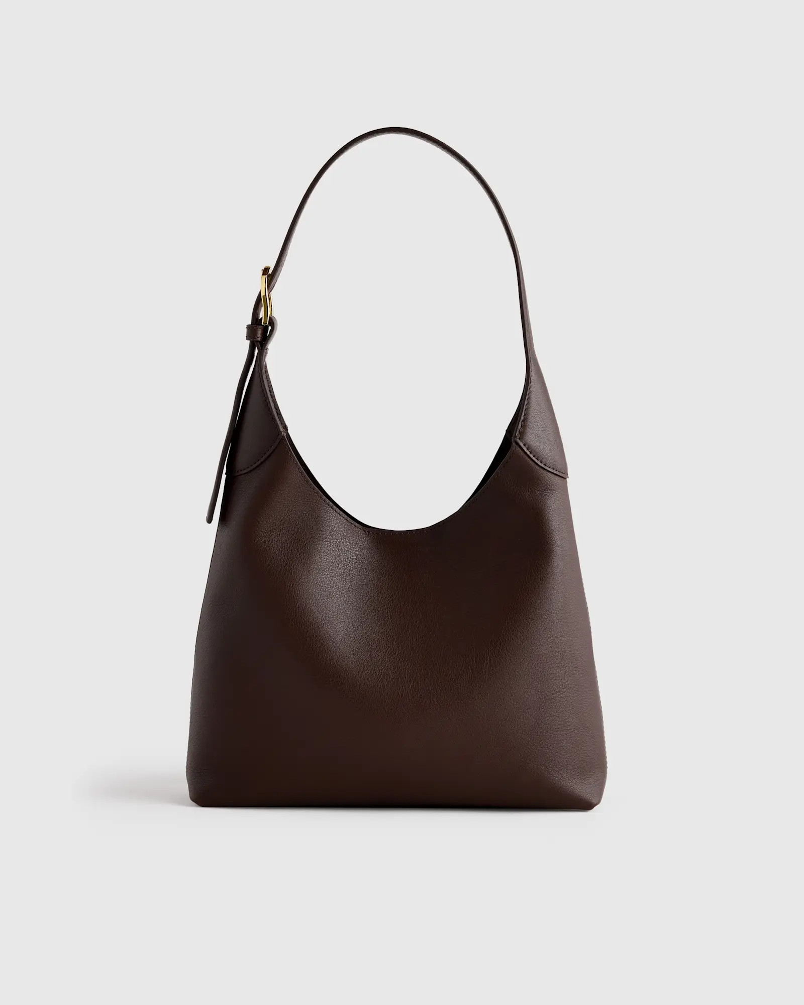 Full-Grain Leather Small Shoulder Bag in Espresso Brown | Quince