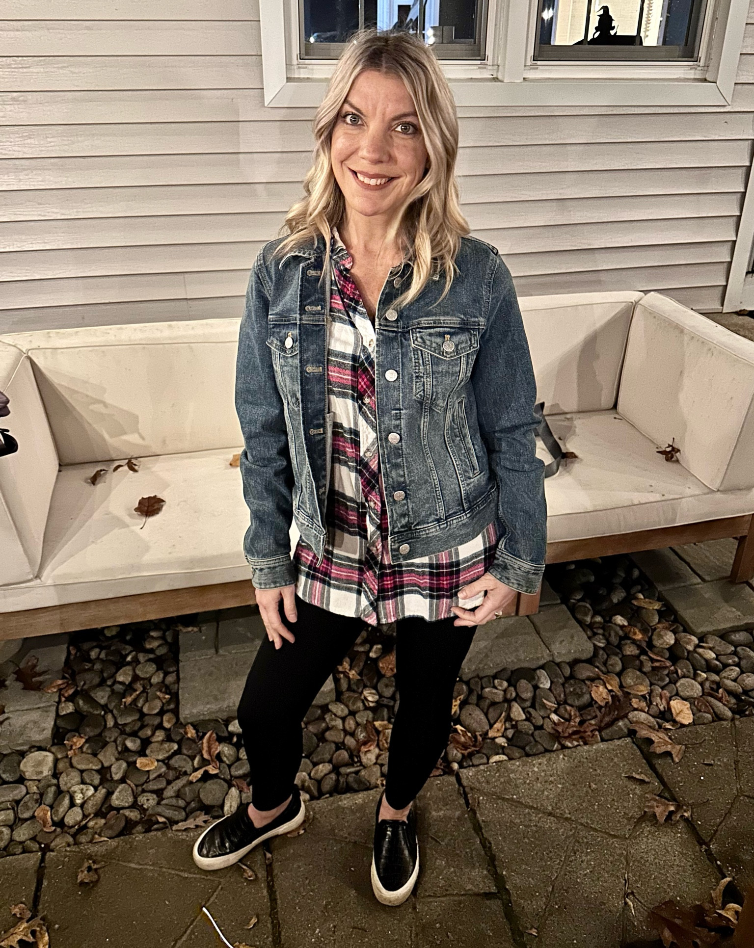 Fall flannel and JCrew denim jacket #momootd #LTKstyletip #flannel #jacket #denim 