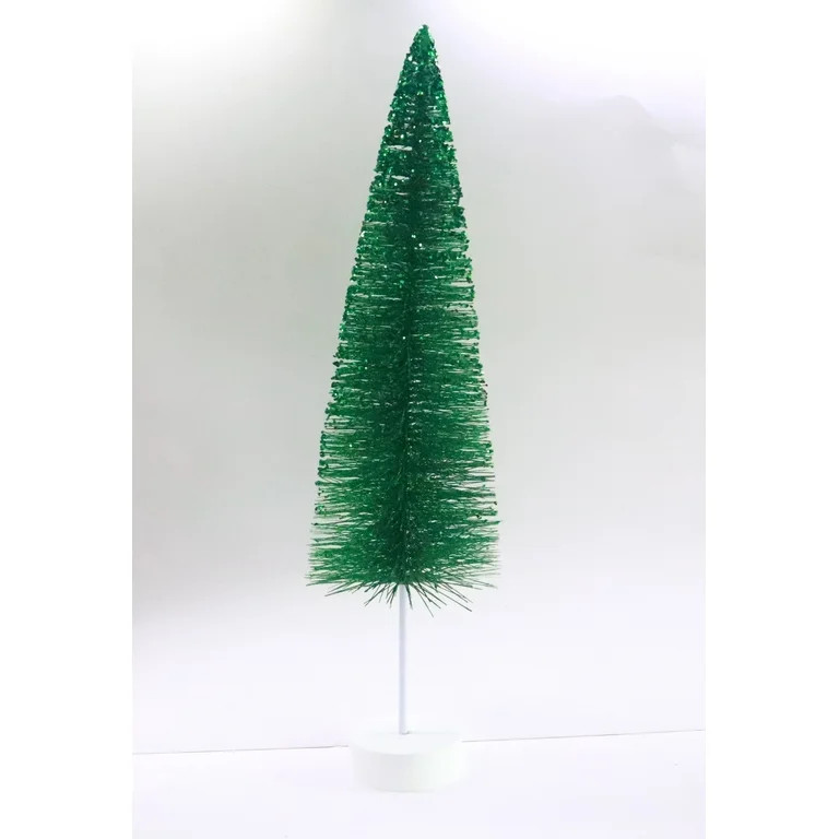 Traditional Green Glitter Bottle Brush Tree Outdoor Decor, 38 in, by Holiday Time - Walmart.com | Walmart (US)