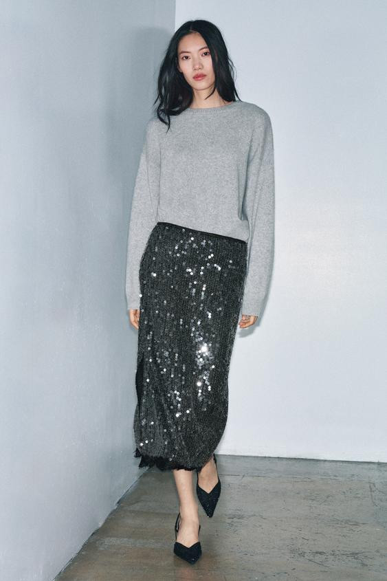 SEQUIN LACE SKIRT ZW COLLECTION | Zara US