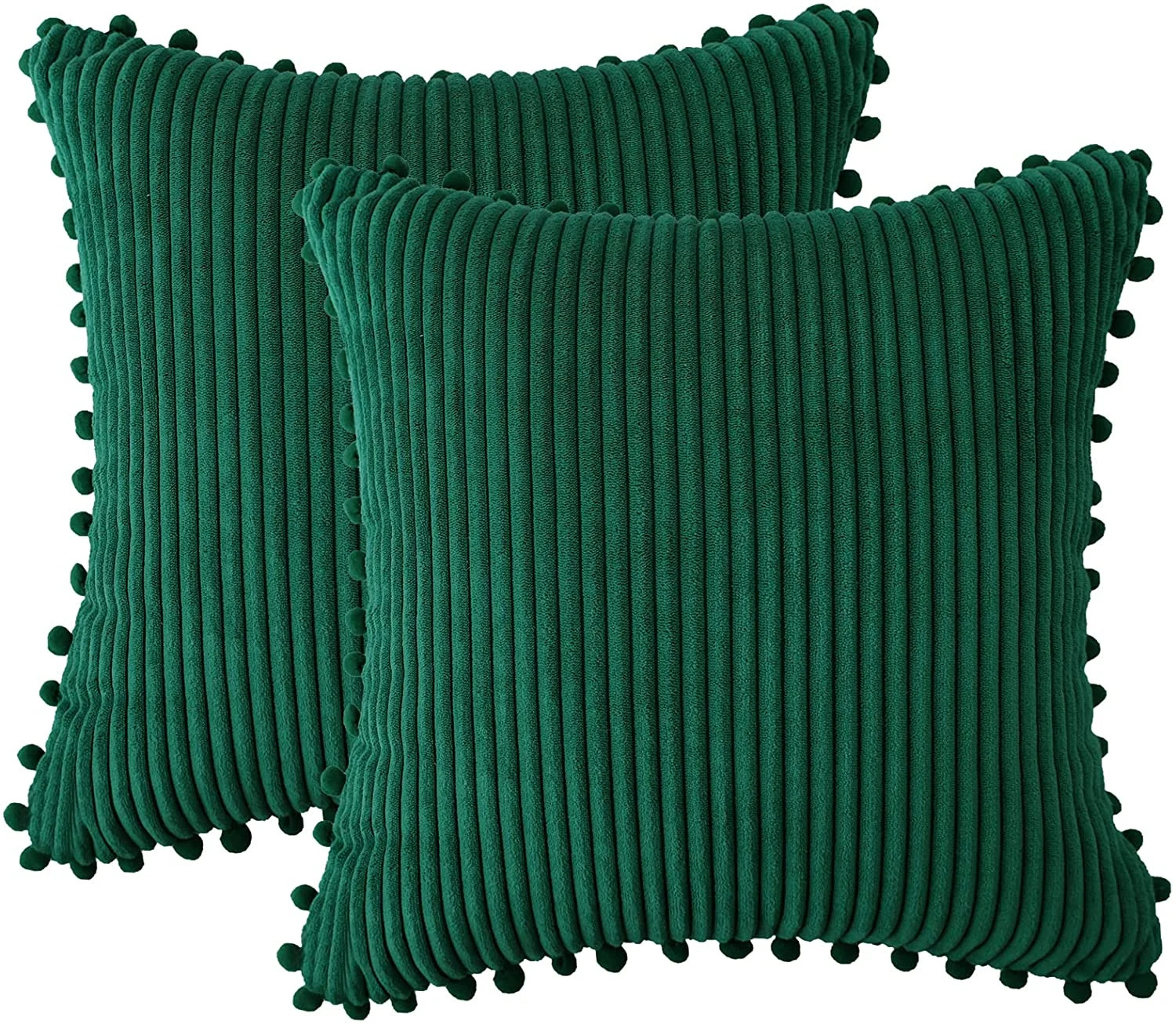 Emerald Green Throw Pillow Covers 18x18 inch Soft Striped Decorative Boho Farmhouse Pillow Covers... | Walmart (US)