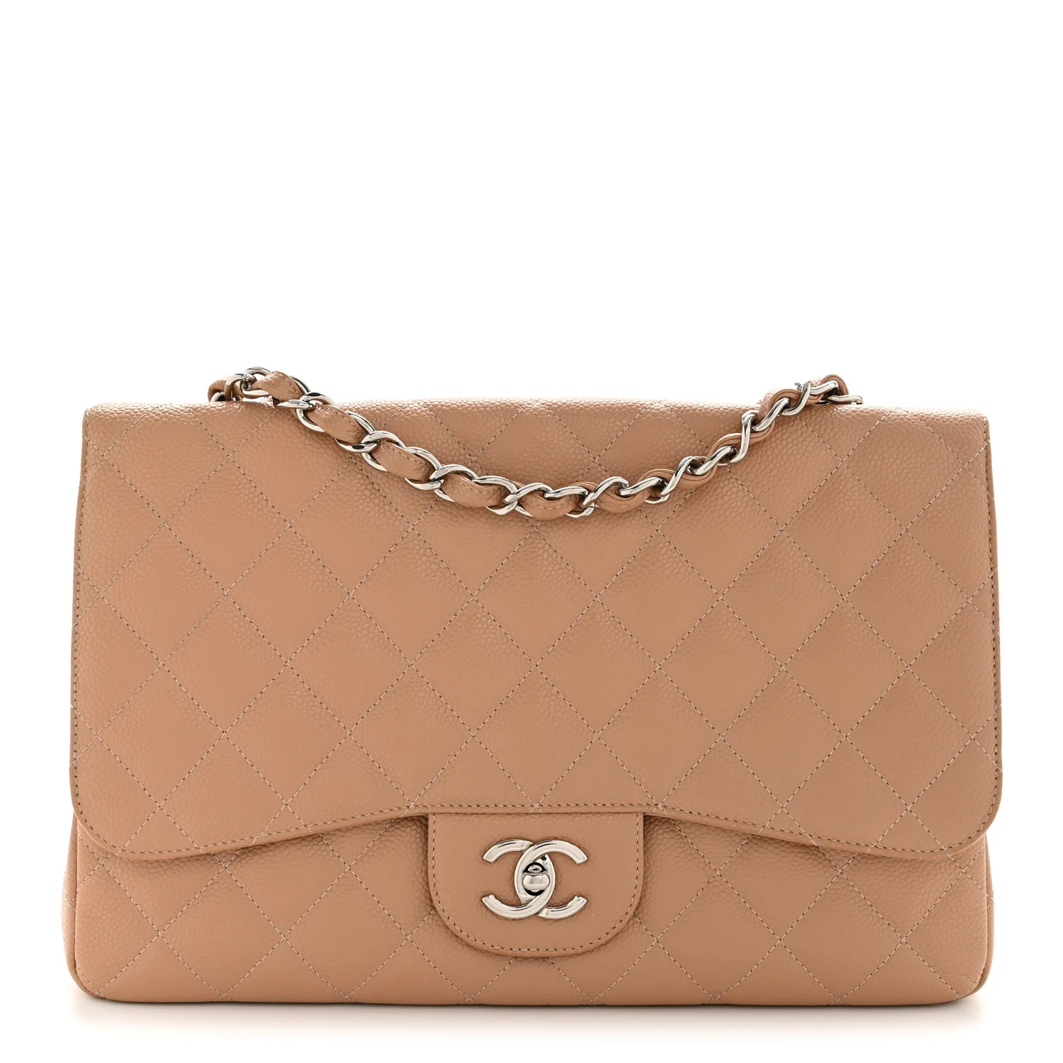 Chanel Caviar Quilted Jumbo Single Flap Dark Beige 1870346 | FASHIONPHILE (US)