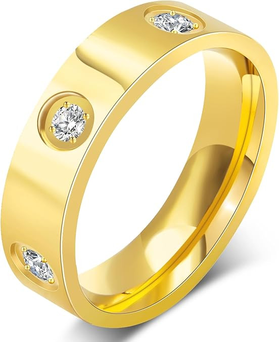 Love Friendship Gold Rings for Women:Wedding Band 18k Gold Ring Cubic Zirconia Stainless Steel Pr... | Amazon (US)