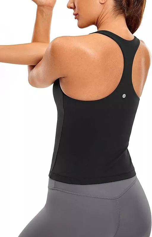Buy CRZ YOGA Butterluxe Workout Tank Tops for Women Built in Shelf Bras  Padded - Racerback Athletic Spandex Yoga Camisole Black Large at