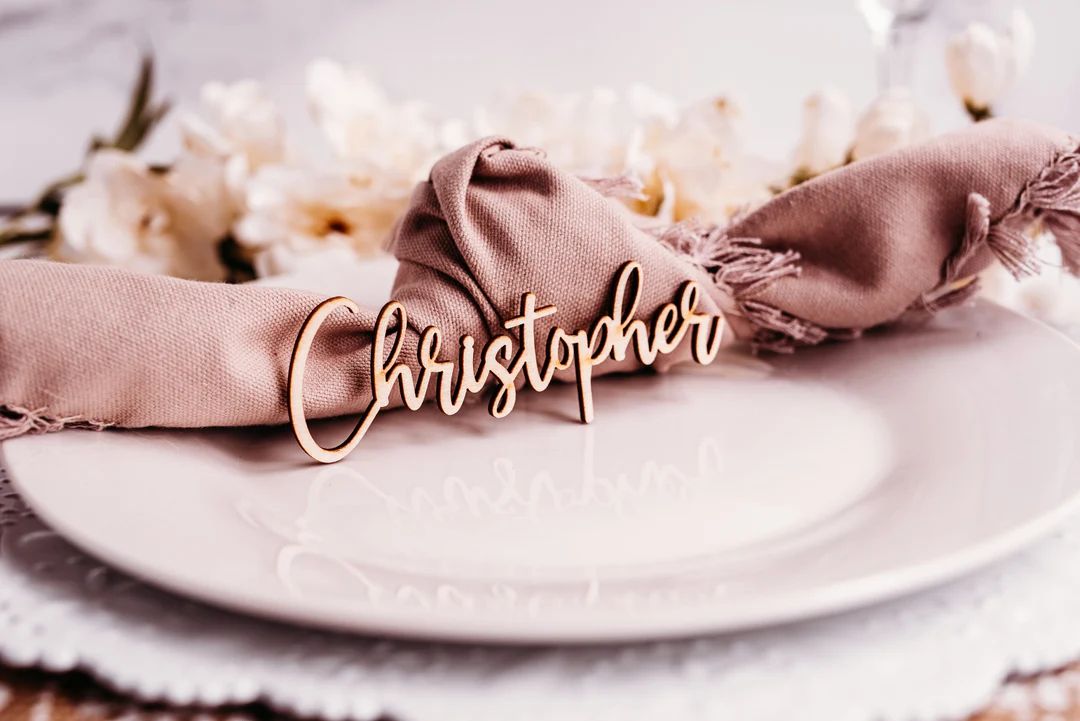Birthday Wedding Name Tags, Wedding Table Decor, Wedding Place Names, Wedding Decor Wood Custom N... | Etsy (US)
