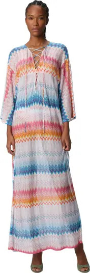 Long Cover-up In Zigzag Lamé Viscose Blend | Nordstrom