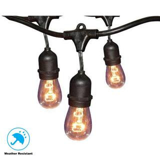 Hampton Bay 12-Light 24 ft. Black Commercial Incandescent String Light GLS-14J2-E26S-12 - The Hom... | The Home Depot