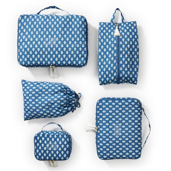 5 Piece Block Print Packing Cube Set | Mark and Graham
