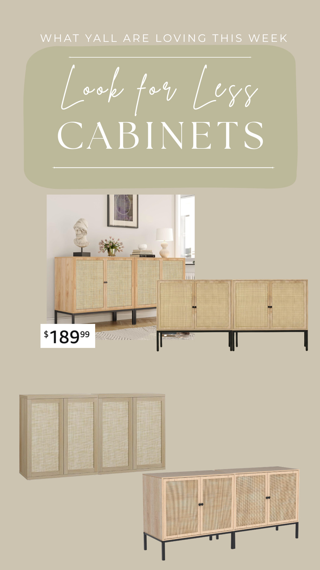  Obsessed with these look-for-less cabinet finds that bring that designer vibe without the designer price tag. The warm wood tones, clean lines, and elevated hardware make them perfect for an entryway or living room moment. They instantly make a space feel more styled and pulled together, and it’s such an easy way to refresh your home without spending a fortune.

• 
• 
cabinet finds, look for less, entryway decor, living room styling, neutral furniture, affordable home, elevated style, home refresh

 

#LTKSaleAlert #LTKOver40 #LTKHome