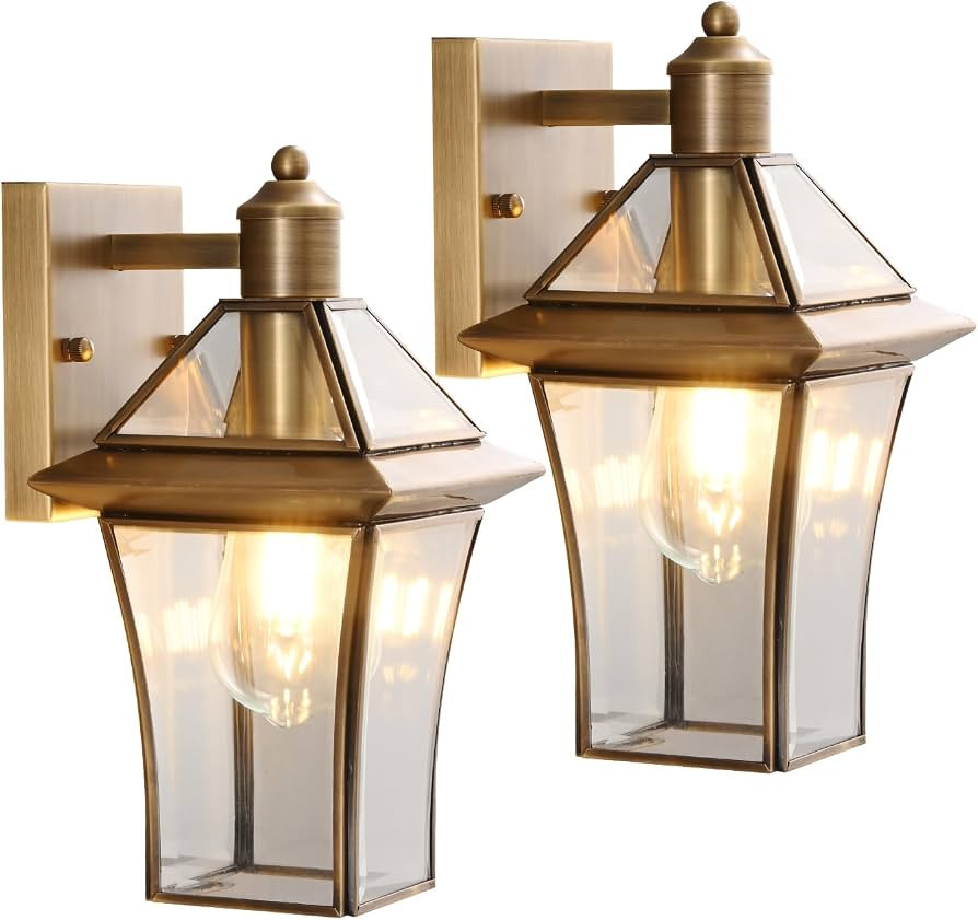 Brass Exterior Sconces, Outdoor Wall Light Fixtures for Front Porch | Amazon (US)