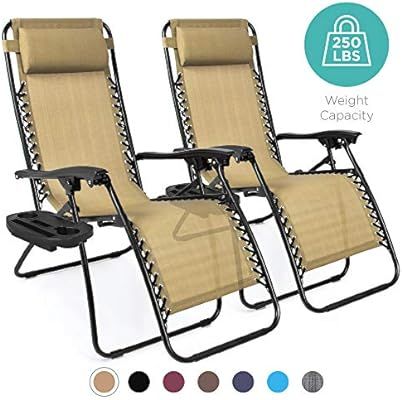 Best Choice Products Set of 2 Adjustable Zero Gravity Lounge Chair Recliners for Patio, Pool w/Cu... | Amazon (US)