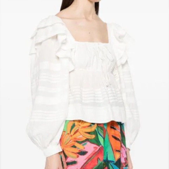 Farm Rio Off-White Square Neck Blouse | Poshmark