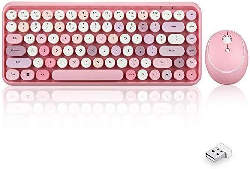 Perixx PERIDUO-713 Wireless Mini Keyboard and Mouse Combo, Retro Round Key Caps, Pastel Pink, US ... | Amazon (US)
