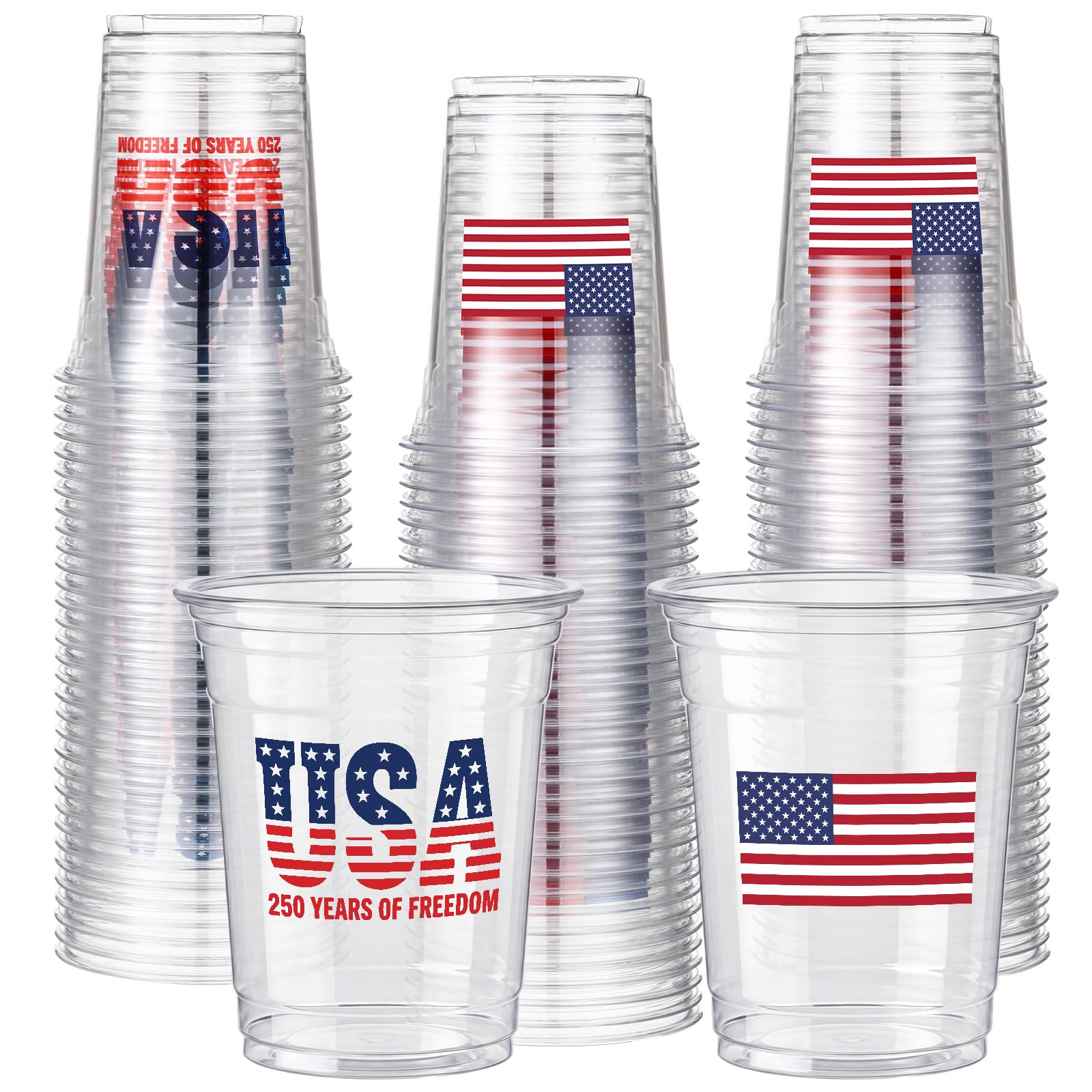 Havawish 100 Pcs 250th Anniversary Party Supplies 4th of July Patriotic Plastic Cups 16oz Red Whi... | Amazon (US)