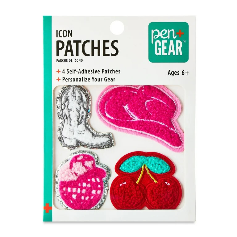 Pen+Gear Multi-Color Cowgirl and Cherries Chenille Patch Stickers, 4 Count | Walmart (US)
