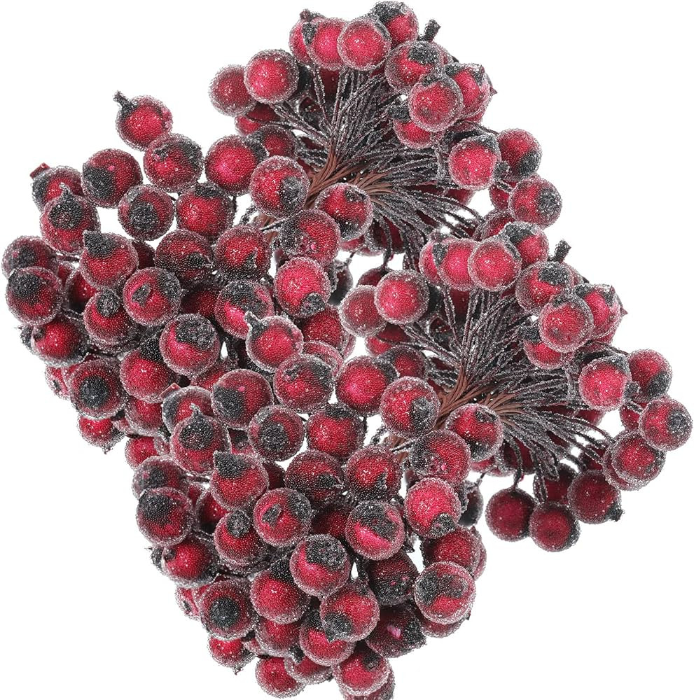 Syhood 400 Pieces Frosted Berry Picks for Christmas Tree Fake Holiday Flowers Frosted Pine Picks ... | Amazon (US)
