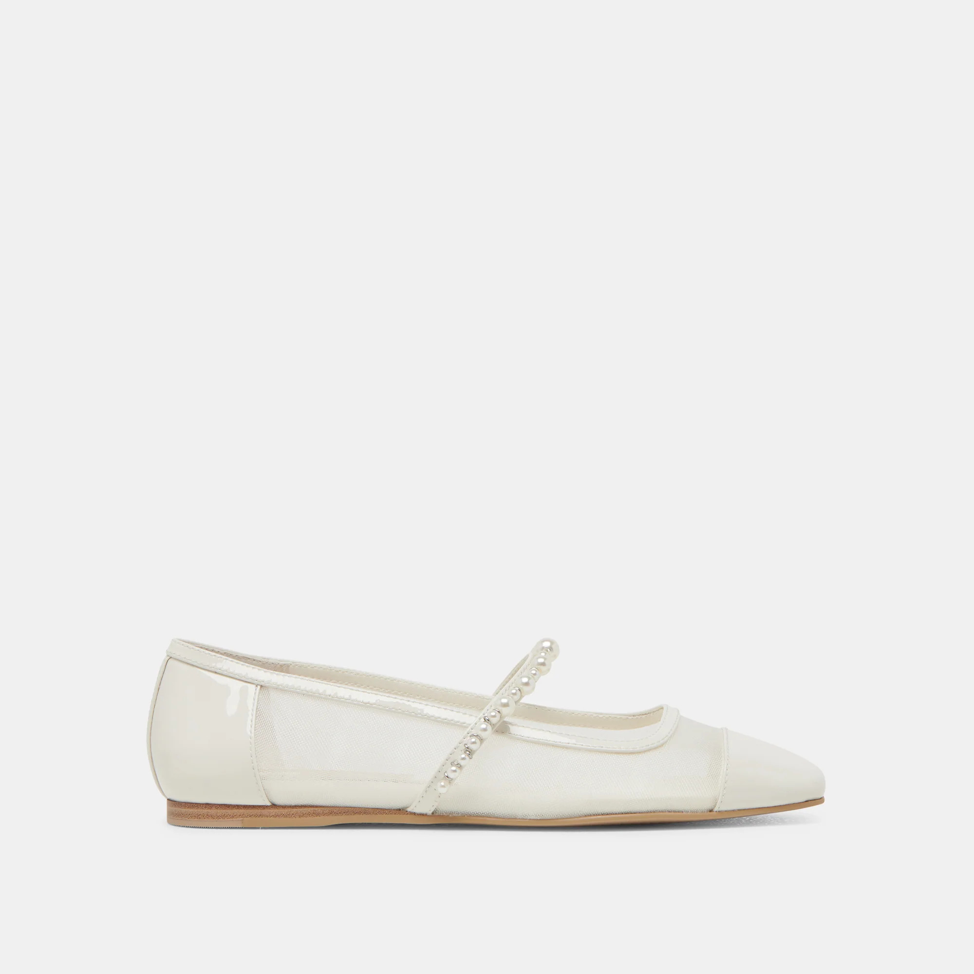 ROLLIN PEARL BALLET FLATS WHITE MESH | DolceVita.com