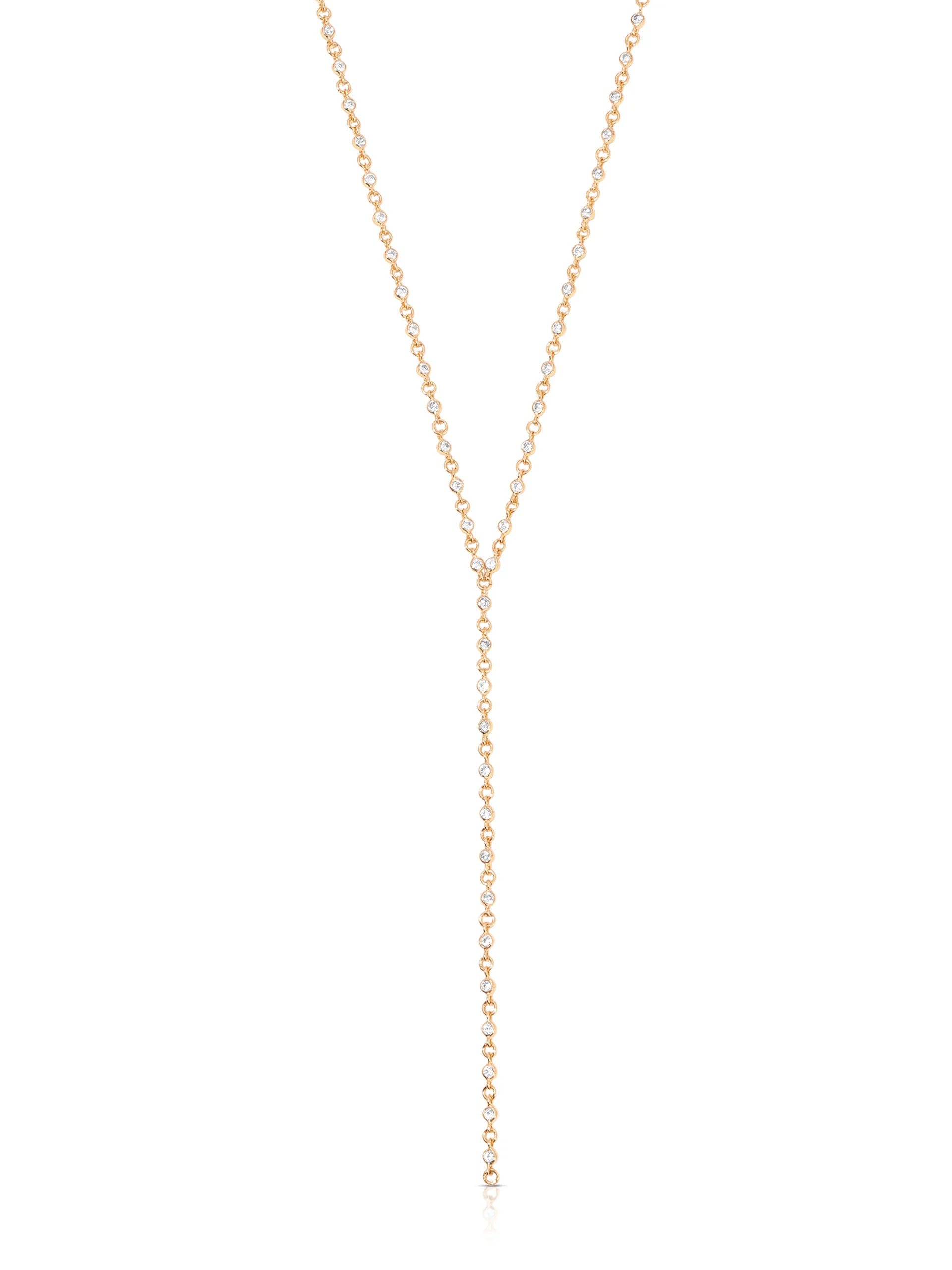 Dainty Crystal Lariat - Clear Crystal with 18k Gold Plating / One Size | Ettika