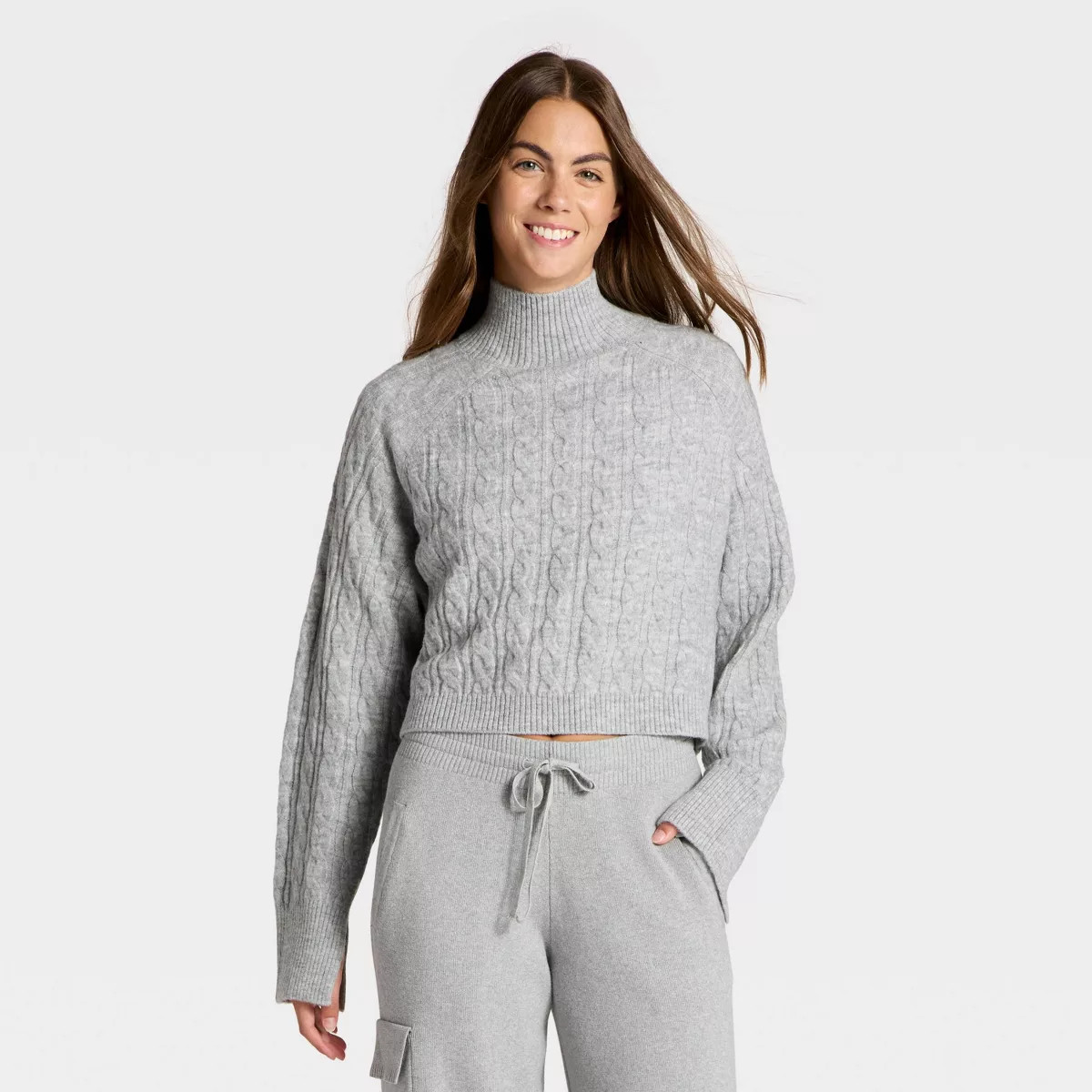 Women's Mock Neck Cable Knit Sweater - JoyLab™ | Target