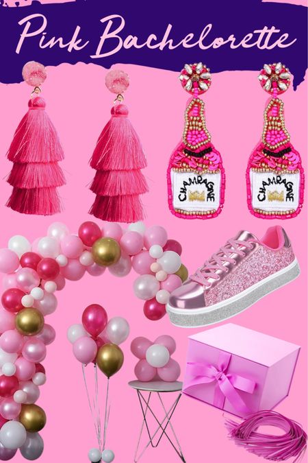 Pink bachelorette party ideas on Amazon.

#pinkearrings #pinksneakers #pinkballoons #pinkgiftbox #wedding

#LTKwedding #LTKSeasonal #LTKstyletip