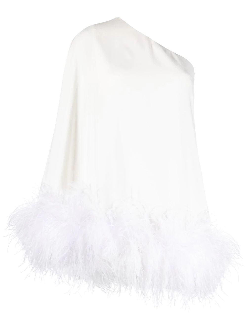 one-shoulder feather-trim dress | Farfetch Global