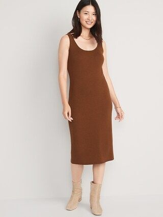 Fitted Rib-Knit Midi Tank Sweater Dress for Women | Old Navy (US)