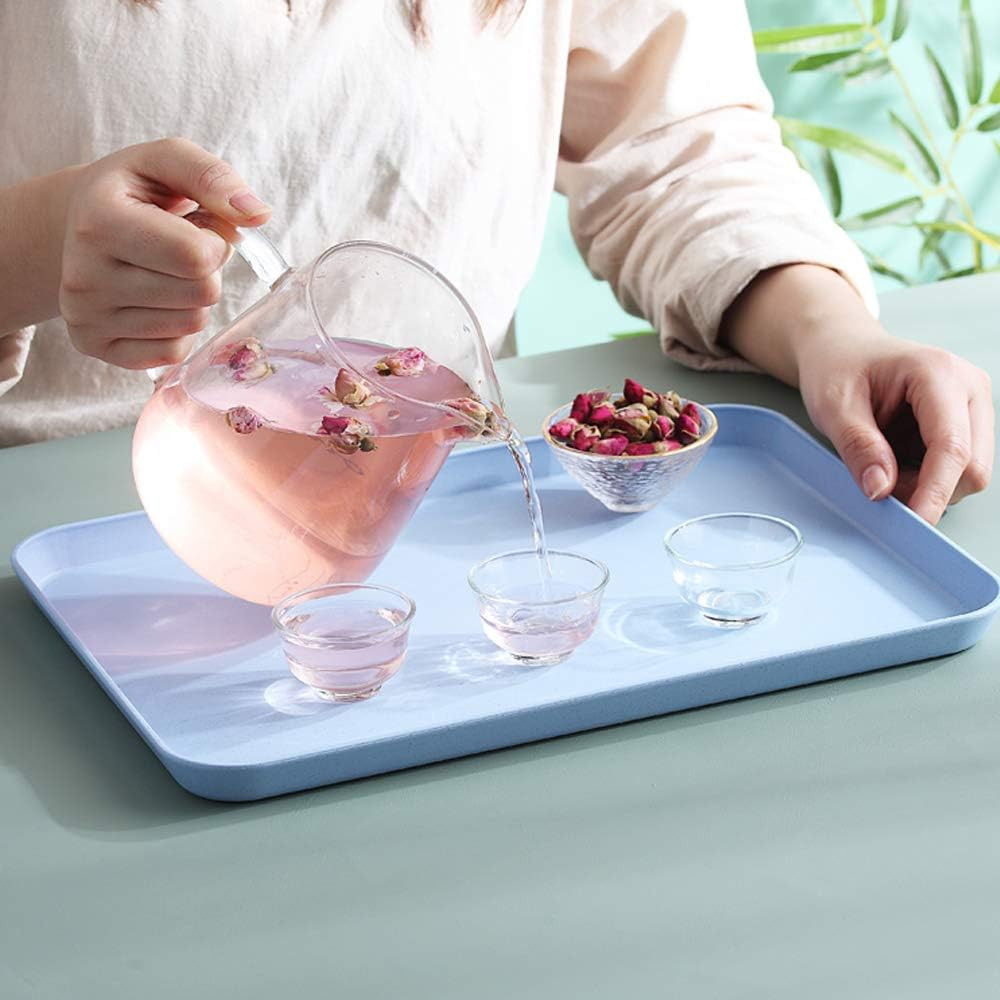 4PCS 4 Colors Large Wheat Straw Tray Set, Unbreakable Lightweight Dinner Dishes for Restaurant, M... | Amazon (US)