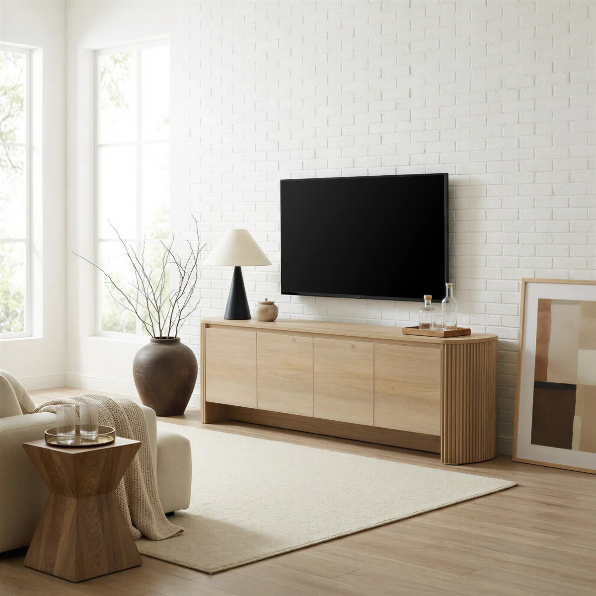 Cove Fluted 70.8" TV Stand for TVs up to 85", Entertainment Center With 4 Storage Cabinets | Wayfair North America