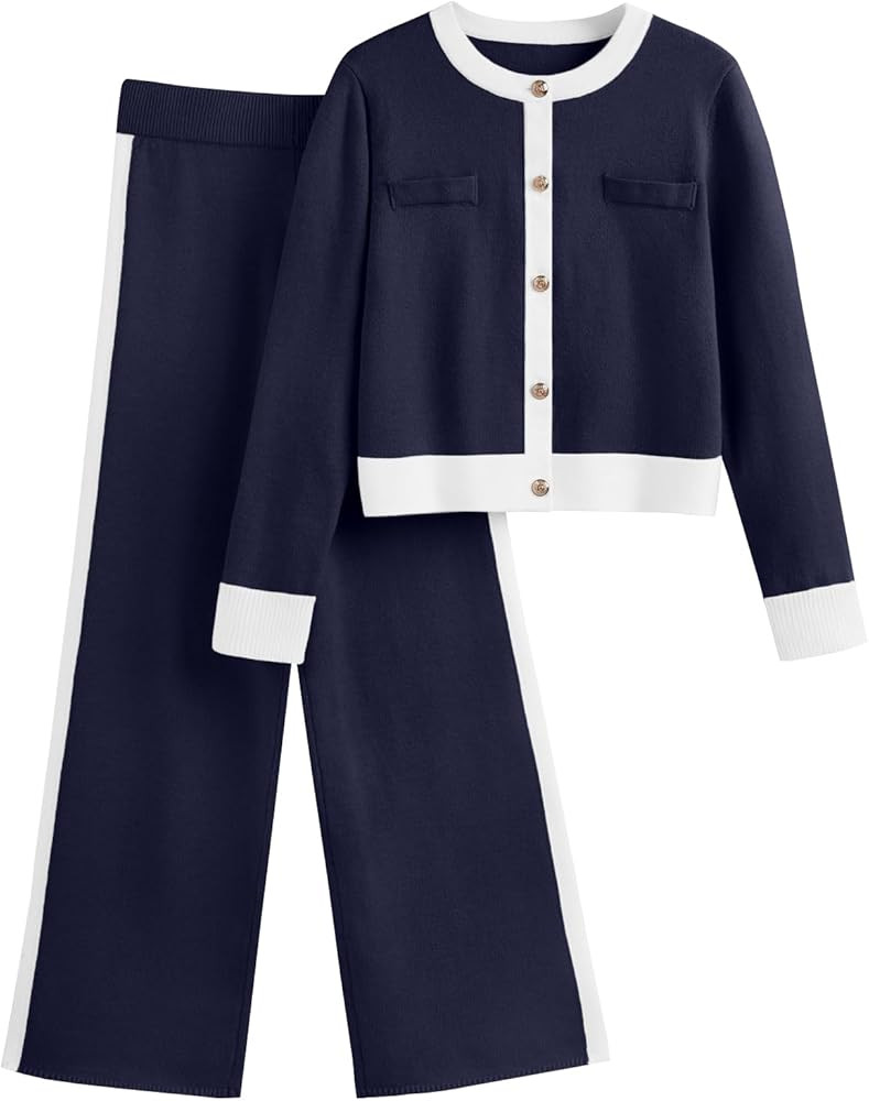 LILLUSORY Womens 2 Piece Sets Lounge Matching Cardigan Sweaters and Wide Leg Pants 2025 Fall Fash... | Amazon (US)