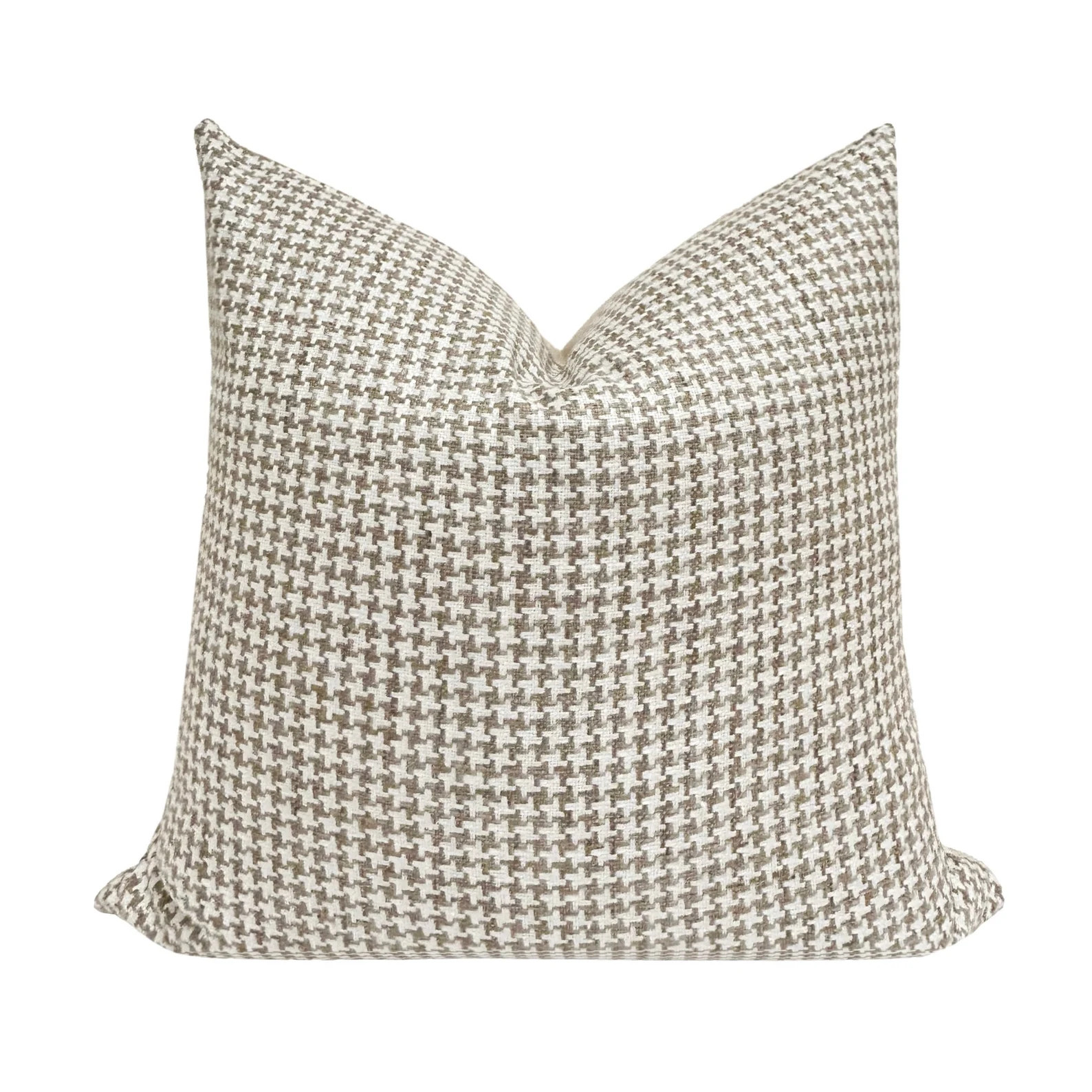 TABITHA Designer Brown Houndstooth Pillow Cover, Tan Pillow, Spring Pillow, Brown and White Pillo... | Etsy (US)