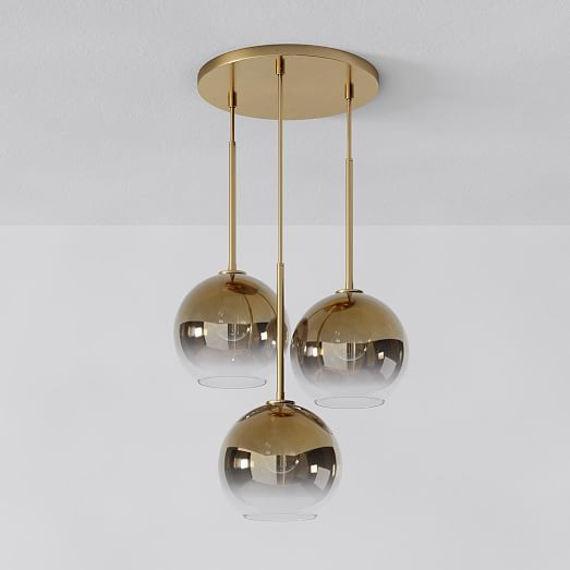 Sculptural Glass 3-Light Globe Chandelier - Metallic Ombre | West Elm (US)