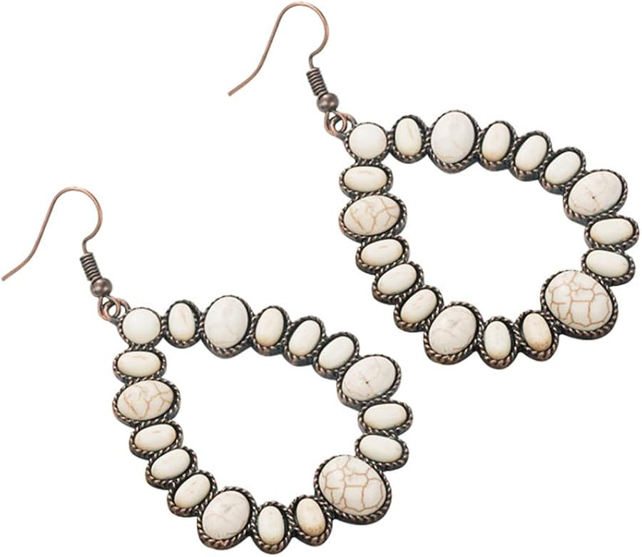 Bohemian Turquoise Geometric C Shape Drop Dangle Earrings Ethnic Hoop Colorful for Women Statemen... | Amazon (US)