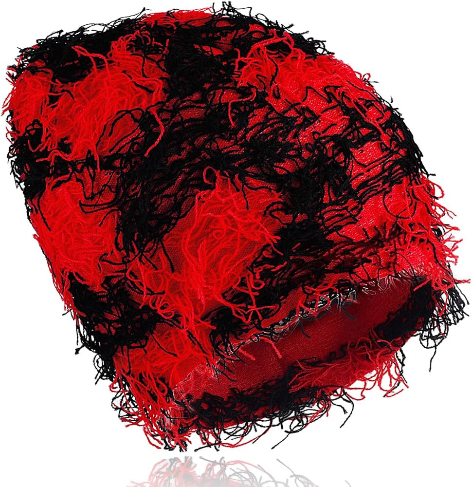 URSKYTOUS Distressed Knitted Beanie Fuzzy Winter Hats Thick Knit Beanie Caps Cancer Headwear Knit... | Amazon (US)