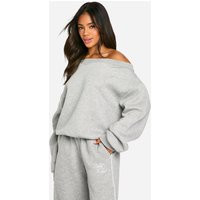 Womens Off The Shoulder Sweatshirt - Grey - M | boohoo (US & Canada)
