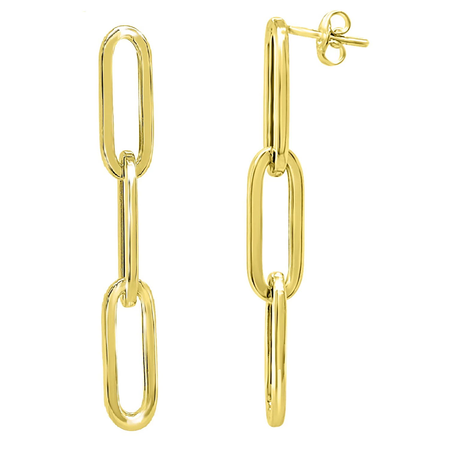 14K Yellow Gold High Polish Paperclip Link Drop Earrings | Sam's Club