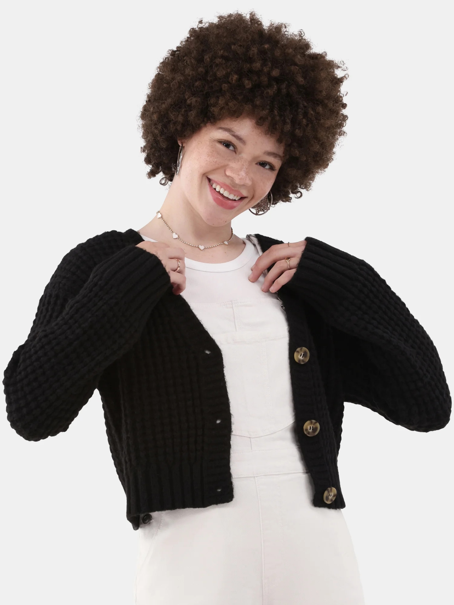No Boundaries Chunky Knit Cardigan Sweater, Women’s | Walmart (US)